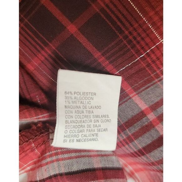 Ely Cattleman Shirt Mens M Red Plaid Pearl Snap Western Cowboy Long Sleeve - Picture 6 of 8